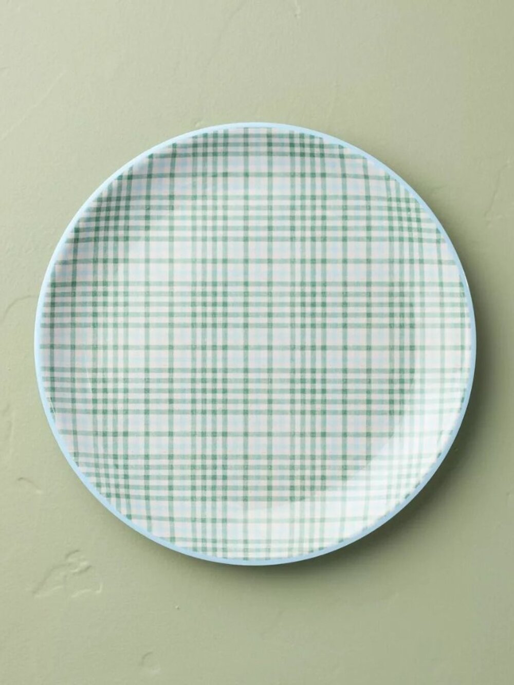 4pk 10.5" Layered Plaid Melamine Dinner Plate Green/Blue -Hearth & Hand Magnolia